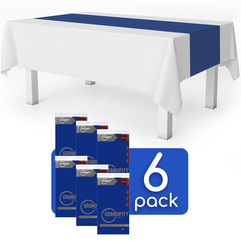 Grandipity Blue 6 Pack Premium Disposable Plastic Table Runner 14 x 108 Inch. Table Runner for Dinner Parties & Events by Grandipity - Image 2